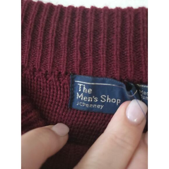 Vintage Large Mens Fair Isle Red Blue Sweater Snowflake The Mens Shop - Picture 6 of 6